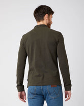 WRANGLER LS REFINED POLO MĘSKA KOSZULKA POLO IVY GREEN W7MRKHXIX 112141600